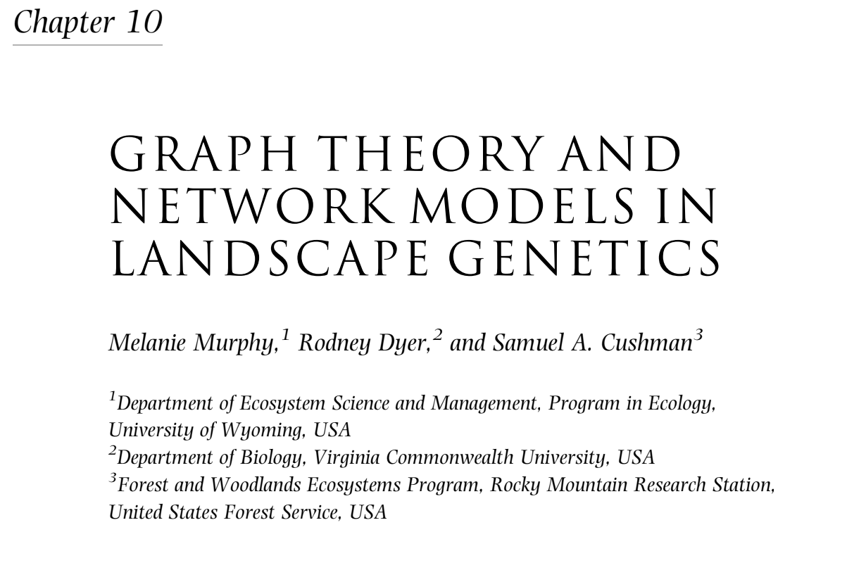 GRAPH THEORY AND NETWORK MODELS IN LANDSCAPE GENETICS