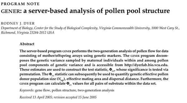 GENER: a server-based analysis of pollen pool structure